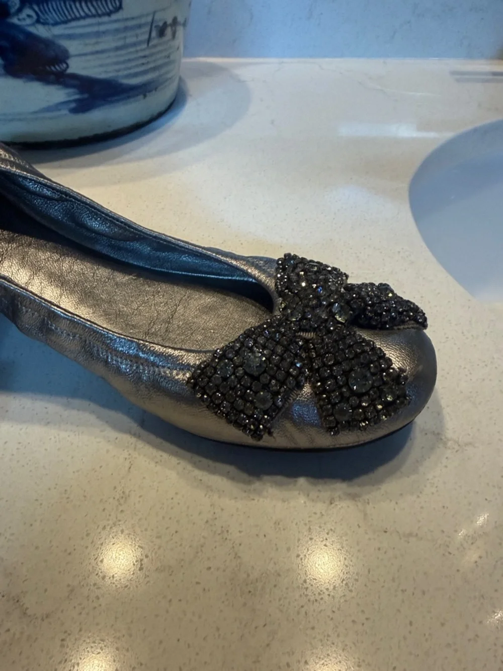 Tory Burch gunmetal leather